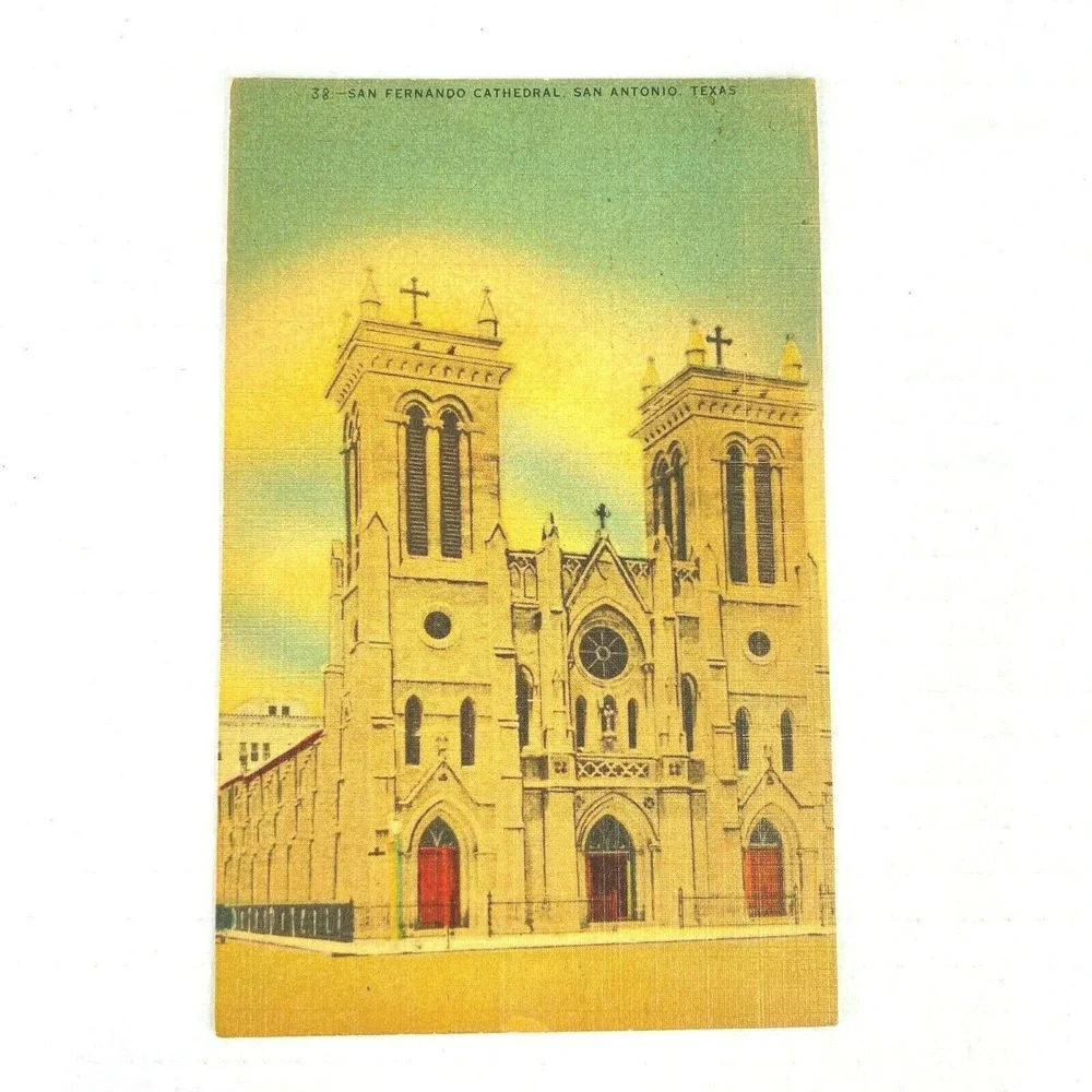 Vintage San Antonio Texas San‎ Fernando Cathedral USA Linen Postcard Unposted